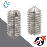M20X2.5 Slotted Cone Point Set Screw - A2 Stainless DIN 553