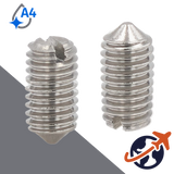 M10X1.5 Slotted Set Screw,A4 Stainless CONE Point,DIN 553 / ISO 7434