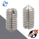 M6X1.0 Slotted Cone Point Set Screw - A4 Stainless DIN 553
