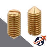 M6X1.0 Slotted Cone Point Brass Set Screw - Brass DIN 553 Extended Lengths