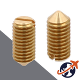 M3X0.5 Slotted Set Screw,Brass CONE Point,DIN 553 / ISO 7434