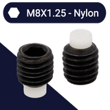M8X1.25 Nylon Tip Set Screw,Steel,Nylon Dog Point