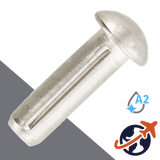 M1.4 Grooved Pin, Round Head,A2 Stainless,DIN 1476