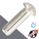 M1.4 Grooved Pin, Round Head,A2 Stainless,DIN 1476