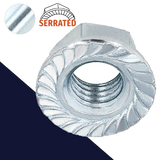 M10X1.0 Serrated Flange Nut,Steel Class 10 Zinc Plated,ExFine Thread 14mm Wrench