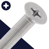M8X1.0 Flat Head Phillips,Stainless Steel A2,Oversized Head Diameter