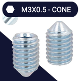 M3X0.5 Set Screw,Steel Class 45H,DIN 914 Cone Point