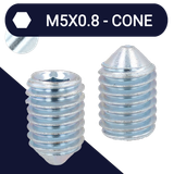 M5X0.8 Set Screw,Steel Class 45H,DIN 914 Cone Point
