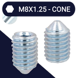 M8X1.25 Cone Point Set Screw - DIN 914 Zinc Plated