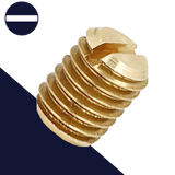 M5X0.8 Flat Point Grub Screw,DIN 551 / ISO 4766 Flat Point,Slotted Drive, Brass