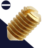 M6X1.0 Cone Point Grub Screw,DIN 553 / ISO 7434,Slotted Drive, Brass