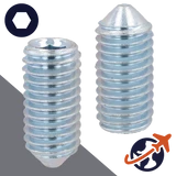 M10X1.5 Cone Point Set Screw,Steel Class 45H,ISO 4027 / DIN 914