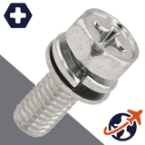 M3X0.5 Hex Phillips SEMS,A2 Stainless Steel,Flat+Lock Washer / Wrench 5.5mm