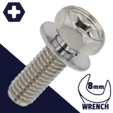 M5X0.8 Hex Phillips SEMS Stainless Steel, Flat Washer