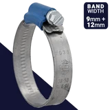 ABA Blue S20 Hose Clamp,Slotted Hex, Worm Gear,Aluzink Galvanized Steel