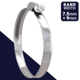 Norma TORRO/GEMI Clamp,W2 Stainless Band, Slotted Drive,7.5mm + 9mm Band