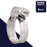 ABA NOVA S50 Clamp,W5 / 316 ALL Stainless,9mm Band