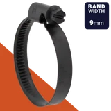 Norma TORRO Clamp,W4 / AISI 304 Black Stainless,9mm Band