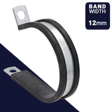 12mm ABA Rubber Lined P Clamp,Cushioned Pipe Retaining,W1 Galvanized Steel + EPDM