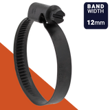 Norma TORRO Clamp,W4 / AISI 304 Black Stainless,12mm Band