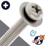 M2.6X0.45 Pan Phillips SEMS,Flat Washer OD: 7.5mm,Stainless