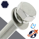 M10X1.5 Hex Head SEMS,LW + Flat Washer OD: 22mm,Stainless
