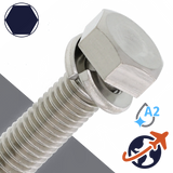 M10X1.5 Hex Head SEMS,Split Lock Washer,Stainless