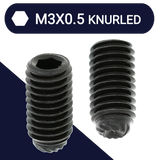 M3X0.5 Knurled Point Allen Set Screw - Steel 45H Black