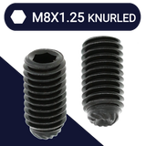 M8X1.25 Knurled Point Allen Set Screw - Steel 14H Black