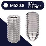 M5X0.8 Set Screw,Stainless Steel,Ball Plunge Point