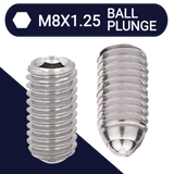 M8X1.25 Set Screw,Stainless Steel,Ball Plunge Point