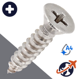 M2.9 Phillips Flat Head Tapping Screw - A4 Stainless DIN 7982-C