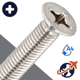 M6X1.0 Flat Head Screw Phillips - A4 Stainless DIN 965