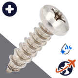 M2.9 Phillips Pan Head Tapping Screw - A4 Stainless DIN 7981-C