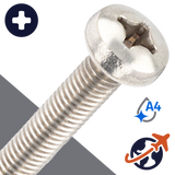 M4X0.7 Pan Head Screw Phillips - A4 Stainless DIN 7985 