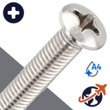 M3X0.5 Phillips Oval Head,DIN 966,A4 Stainless Steel