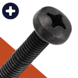 M6X1.0 Pan Head Phillips,Stainless + Black Oxide,DIN 7985