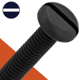 M6X1.0 Pan Head Slotted,Stainless + Black Oxide,DIN 85