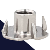 Tee Nut 4-Prong,Stainless Steel A2,Common Barrel Height