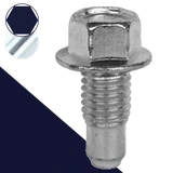 M12X1.75 Flanged Hex Plug,Zinc Plated with Pilot Point,Part# DP12X1.75-034