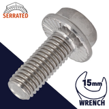 M10X1.5 Serrated Flange Bolt,A2-70 Stainless,DIN 6921 / 15mm Wrench