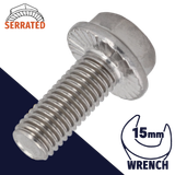 M10X1.5 Serrated Flange Bolt,A2-70 Stainless,DIN 6921 / 15mm Wrench