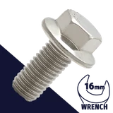 M12X1.75 Flange Bolt,A2-70 Stainless,DIN 6921 / 16mm Wrench