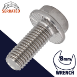 M5X0.8 Serrated Flange Bolt,A2-70 Stainless,DIN 6921 / 8mm Wrench