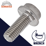 M5X0.8 Serrated Flange Bolt,A2-70 Stainless,DIN 6921 / 8mm Wrench