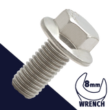 M5X0.8 Flange Bolt,A2-70 Stainless,DIN 6921 / 8mm Wrench