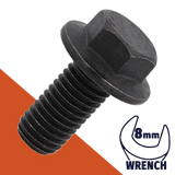 M5X0.8 Flange Bolt,A2-70 Stainless + Black Ox,DIN 6921 / 8mm Wrench