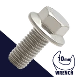 M6X1.0 Flange Bolt,A2-70 Stainless,DIN 6921 / 10mm Wrench