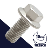 M6X1.0 Flange Bolt,A2-70 Stainless,DIN 6921 / 10mm Wrench