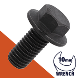M6X1.0 Flange Bolt,A2-70 Stainless + Black Ox,DIN 6921 / 10mm Wrench
